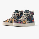 Tênis Cano Alto Boho Preto Folhas Coloridas