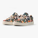 Tênis Cano Baixo Boho Branco Folhas Coloridas