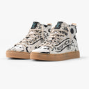 Tênis Cano Alto Boho Branco e Preto Tropical