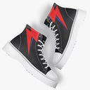 Tênis Cano Alto Plataforma David Bowie Raio Vermelho E Azul Bandas de Rock