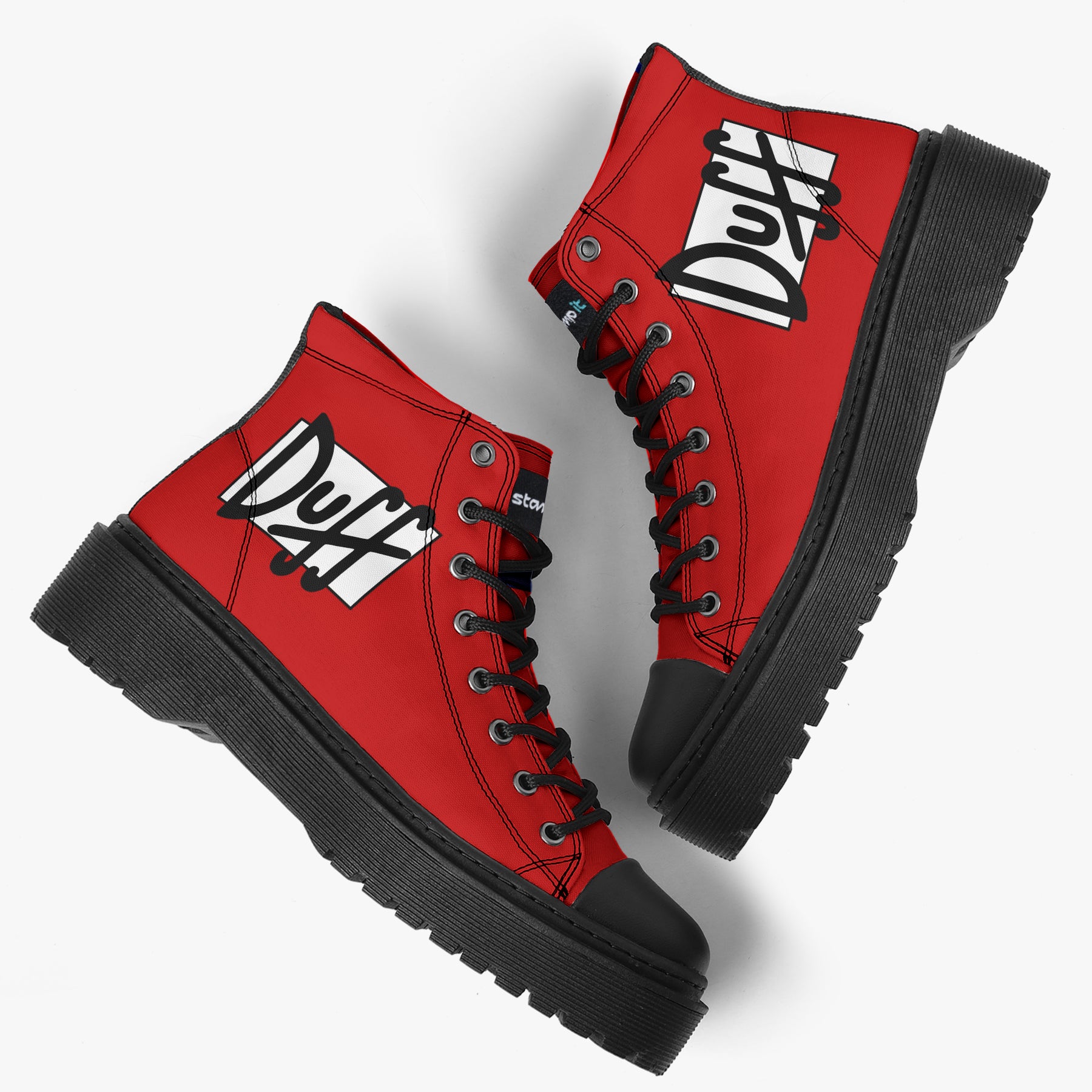 ダパンプ　RED Tênis Cano Alto Plataforma Vermelho Duff Séries – Stamp It