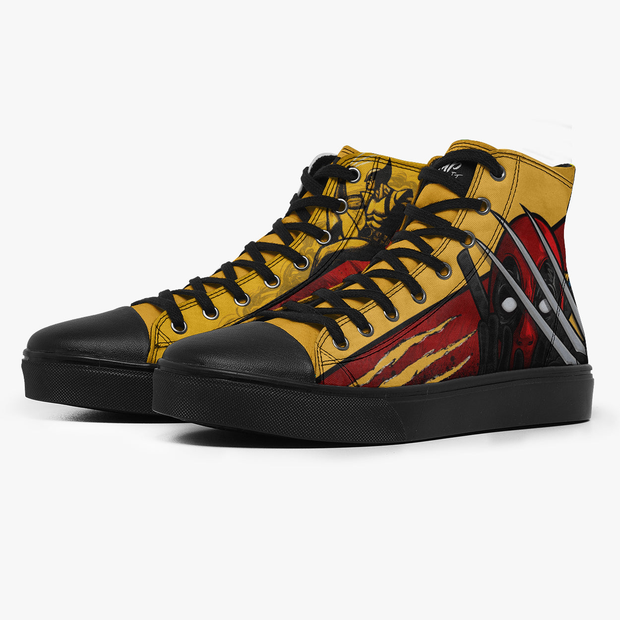 ダパンプ　RED Tênis Cano Alto Amarelo e Vermelho Deadpool e Wolverine Zamb