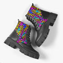 Bota Coturno Tratorada Cano Médio Animal Print Mix de Animais Colorido Animal Print