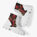 Bota Coturno Tratorada Cano Médio Caveira Correntes Versace Style Preto Caveiras