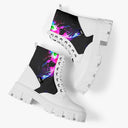 Bota Coturno Tratorada Cano Médio Caveira Neon Lights Psicodélica Preto Caveiras