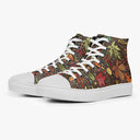 Tênis Cano Alto Marron Folhas Coloridas Flores e Folhas