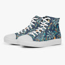 Tênis Cano Alto Azul Flores Frutas Folhas Flores e Folhas