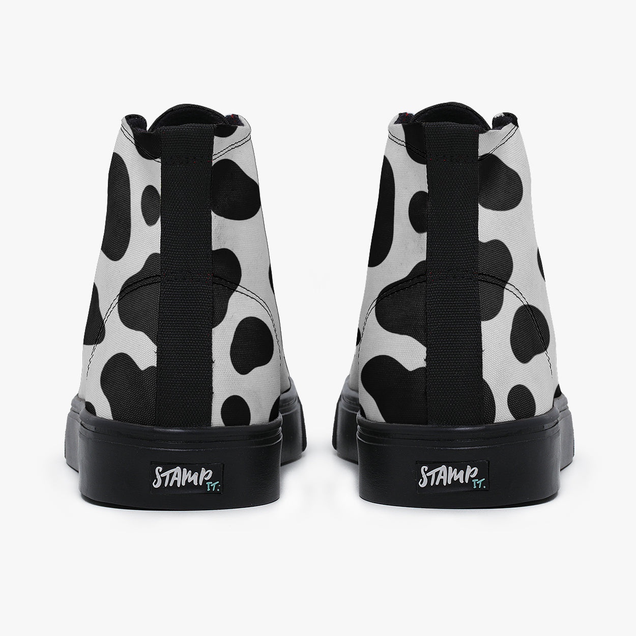 Tênis Cano Alto Preto e Branco Vaca Vaquinha Animais – Stamp It