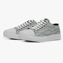 Tênis Cano Baixo Branco Pattern Ondas Azul Abstrato