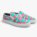 Tênis Slip On Listras Azul Branco Donuts Rosa Abstrato