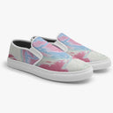 Tênis Slip On Rosa Azul Branco Textura Aquarela Abstrato