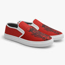 Tênis Slip On Vermelho Beijo Esquelético Caveiras