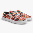 Tênis Slip On Vermelho Fita K7 Coloridas Abstrato