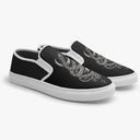 Tênis Slip On Preto Cobra Caveira Faca Lua Abstrato