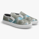 Tênis Slip On Cinza Azul Textura Aquarela Abstrato