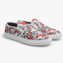 Tênis Slip On Vermelho Caveiras e flores Caveiras
