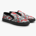 Tênis Slip On Vermelho Caveiras e flores Caveiras