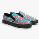 Tênis Slip On Listras Azul Branco Donuts Rosa Abstrato