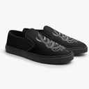 Tênis Slip On Preto Cobra Caveira Faca Lua Abstrato