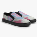 Tênis Slip On Rosa Azul Branco Textura Aquarela Abstrato