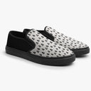 Tênis Slip On Preto e Branco Mini Triângulos Abstrato