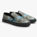 Tênis Slip On Cinza Azul Textura Aquarela Abstrato