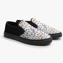 Tênis Slip On Preto e Branco Riscos Fundo Cores Abstrato