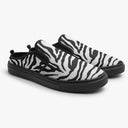 Tênis Mule Branco e Preto Pattern Pele de Zebra Animais