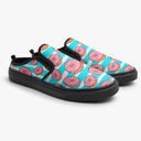Tênis Mule Listras Azul Branco Donuts Rosa Abstrato